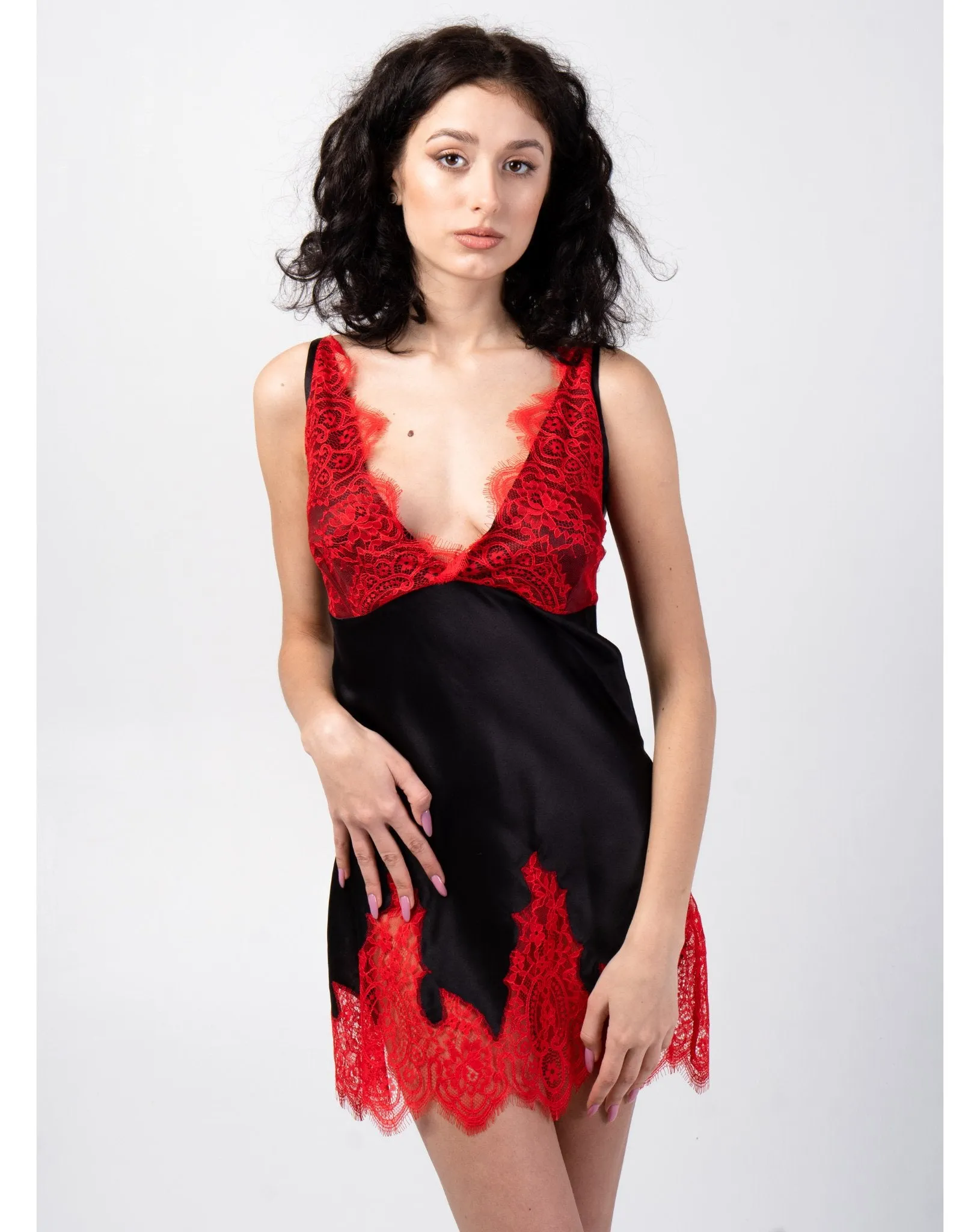 100% Silk Black Nightgown