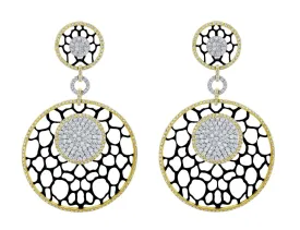 18kt Yellow Gold Lace Motif Pavé Omega Earrings