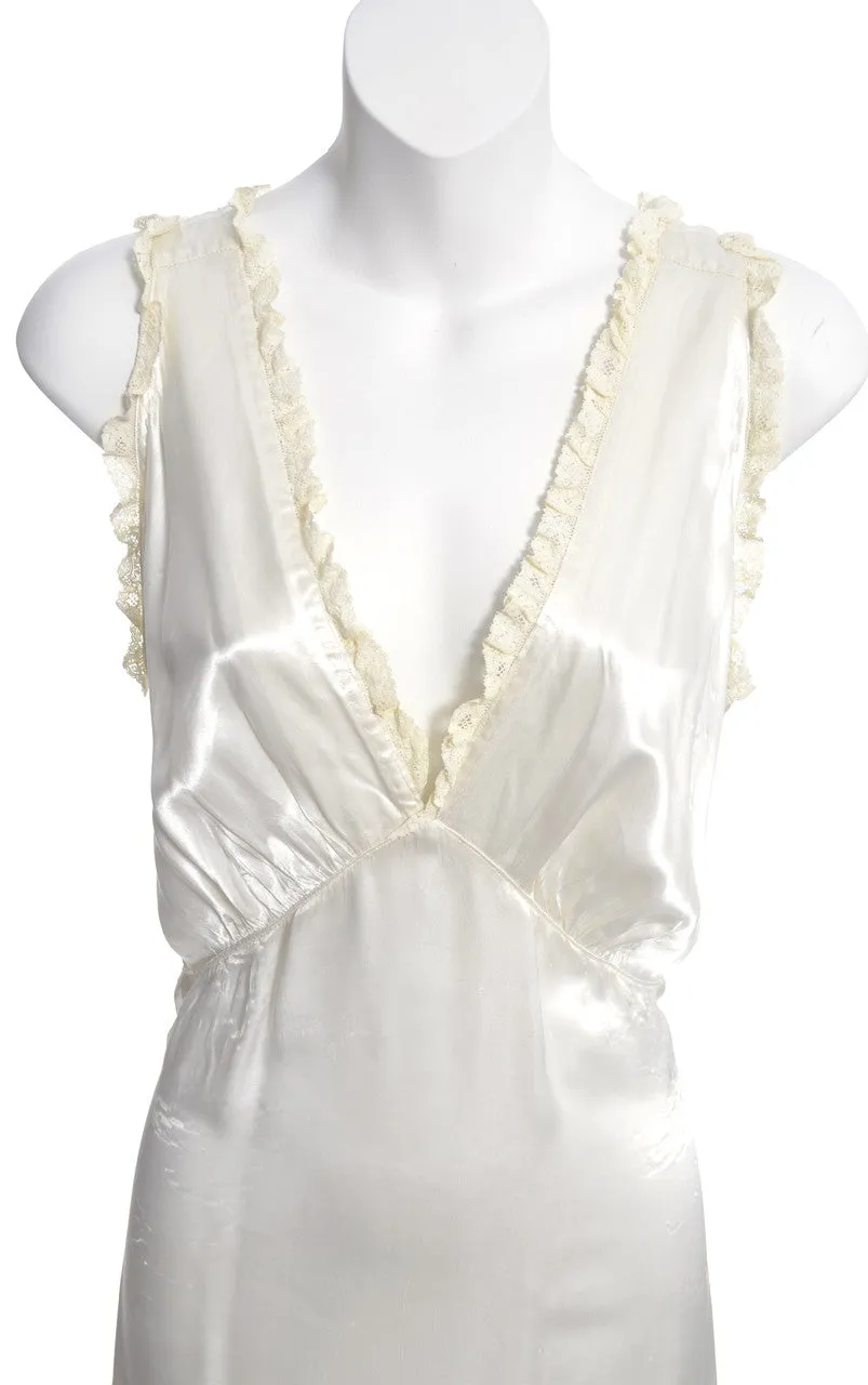 1930's Ivory Silk and Lace Vintage Nightgown