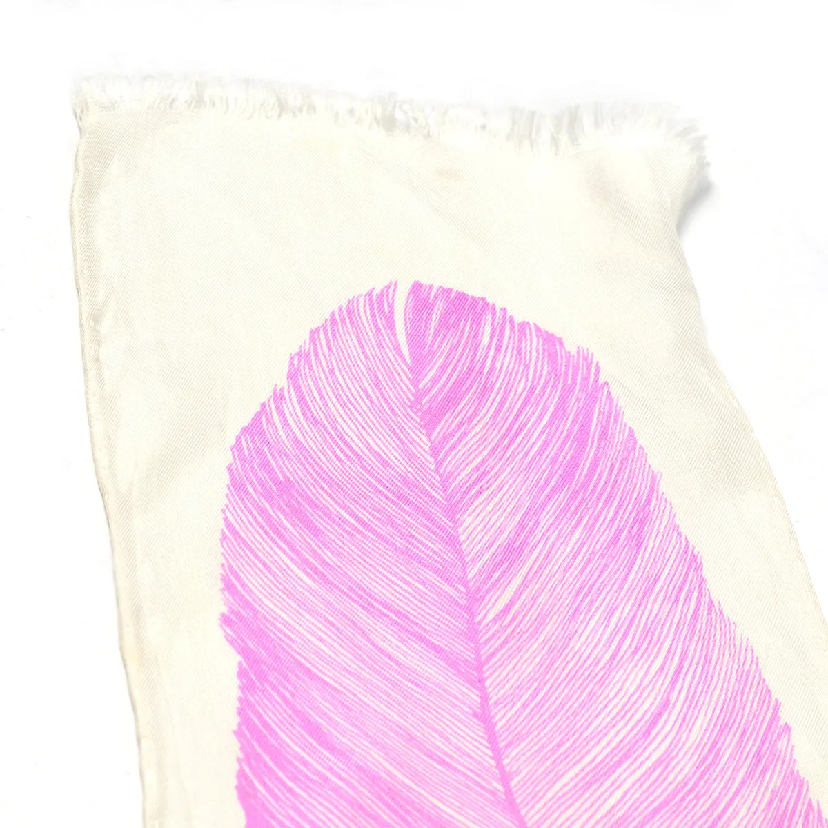 1960s Vera Neumann Silk Ombre Feather Scarf w/ Fringe Edges