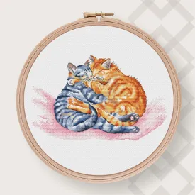 2 Cats Cross stitch pattern PDF for instant download Digital counted cross stitch chart Little Couple Cross stitch design