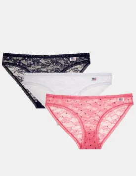 3 PACK LACE WITH DOT BIKINI