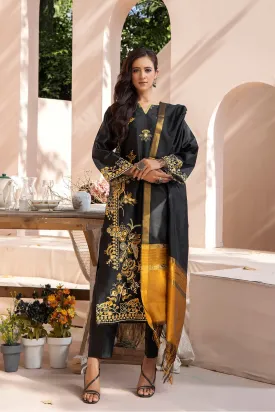 3PC Unstitched Embroidered Faux Silk Suit KFSE-2326