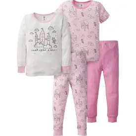 4-Piece Infant & Toddler Girls Castle Snug Fit Cotton Pajamas