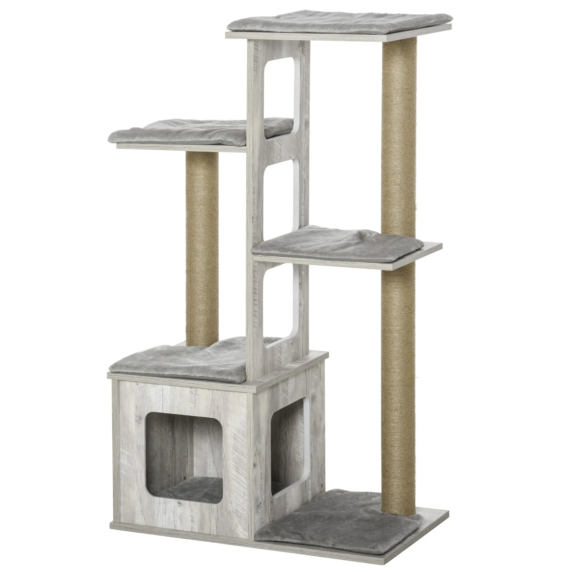 45" Cat Tree with Scratching Posts - Grey