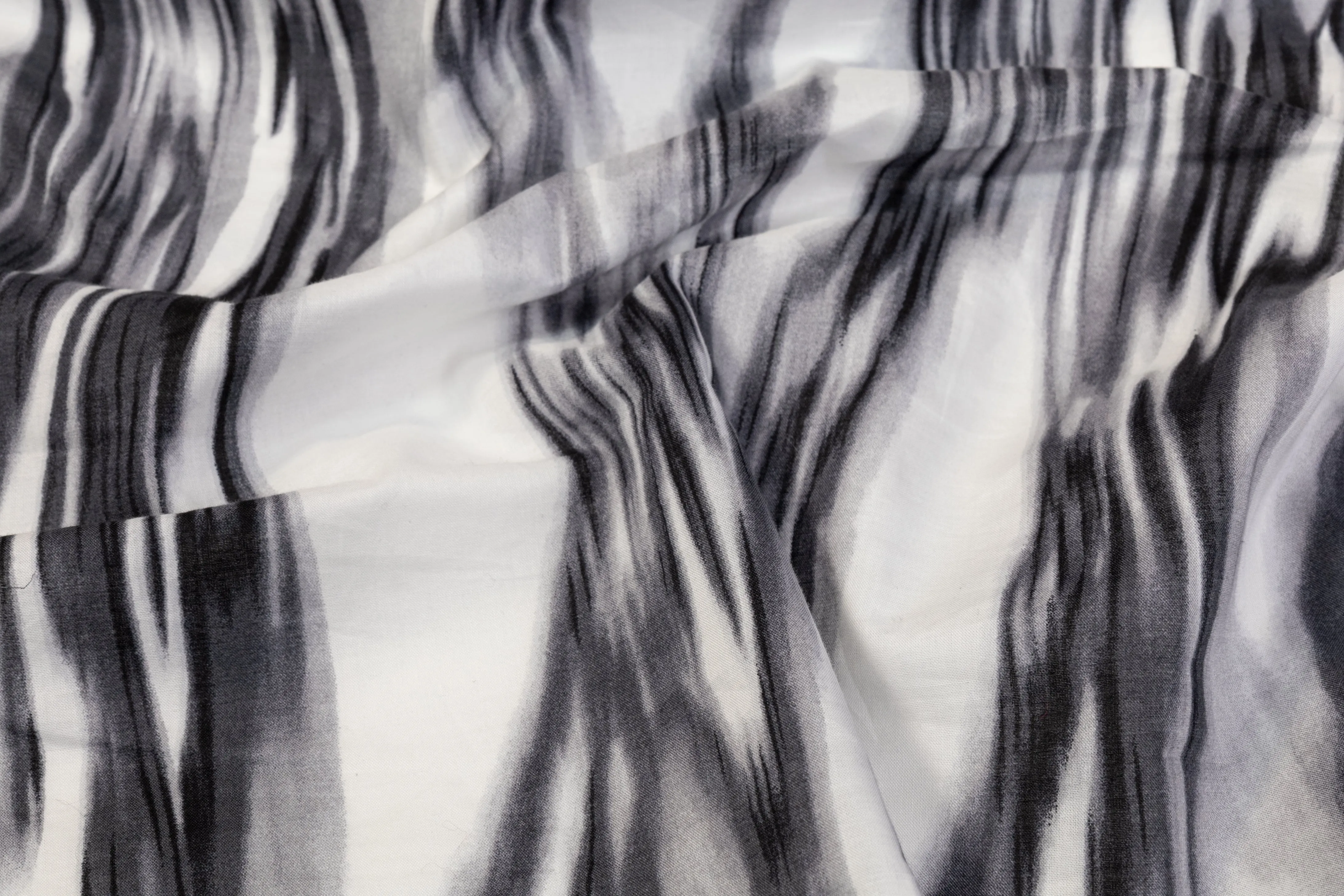 Abstract Cotton Print - Gray and White