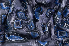 Abstract Italian Cotton Sateen - Blue / Gray