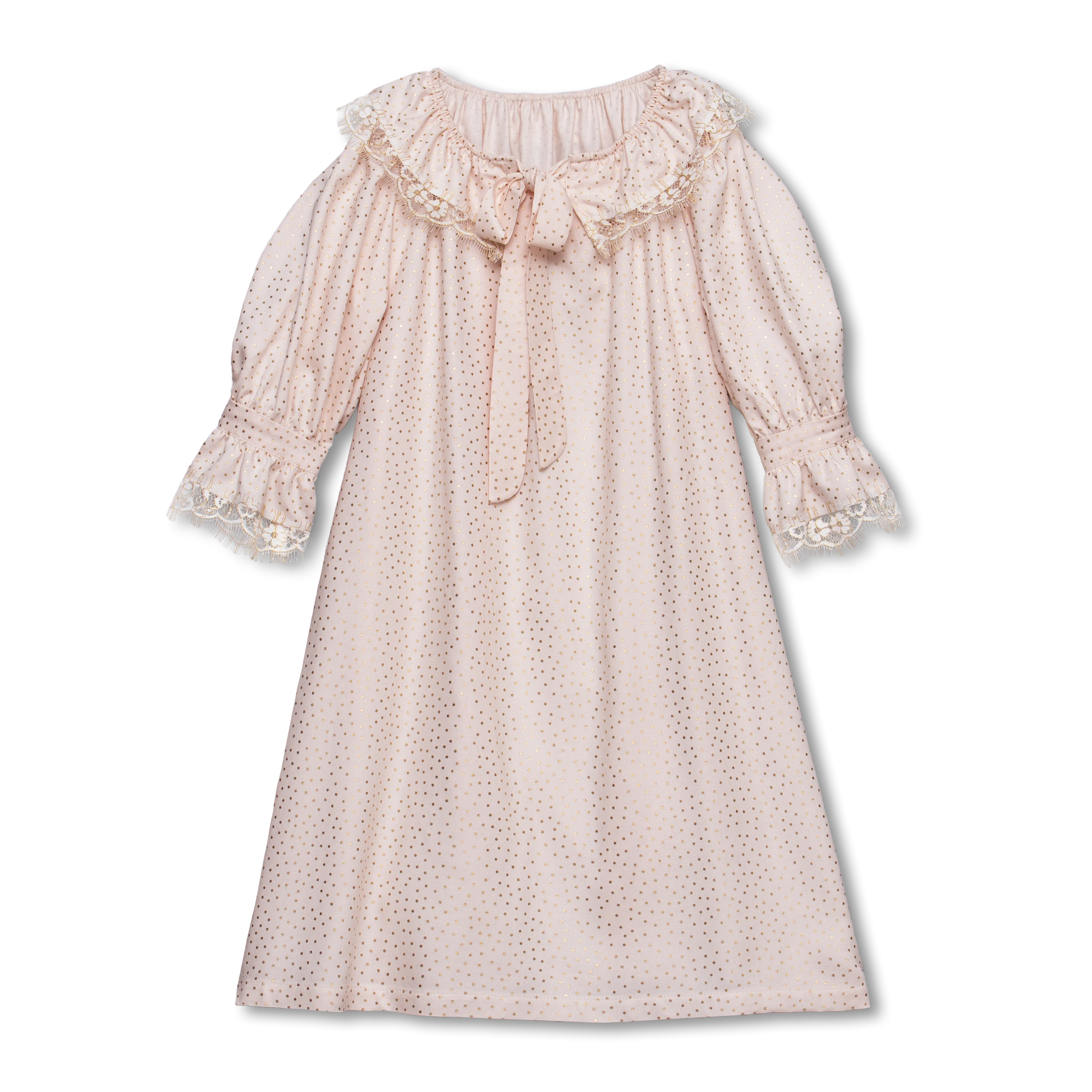 ALAYA - GIRLS NIGHTDRESS PINK WITH GOLDEN DOTS