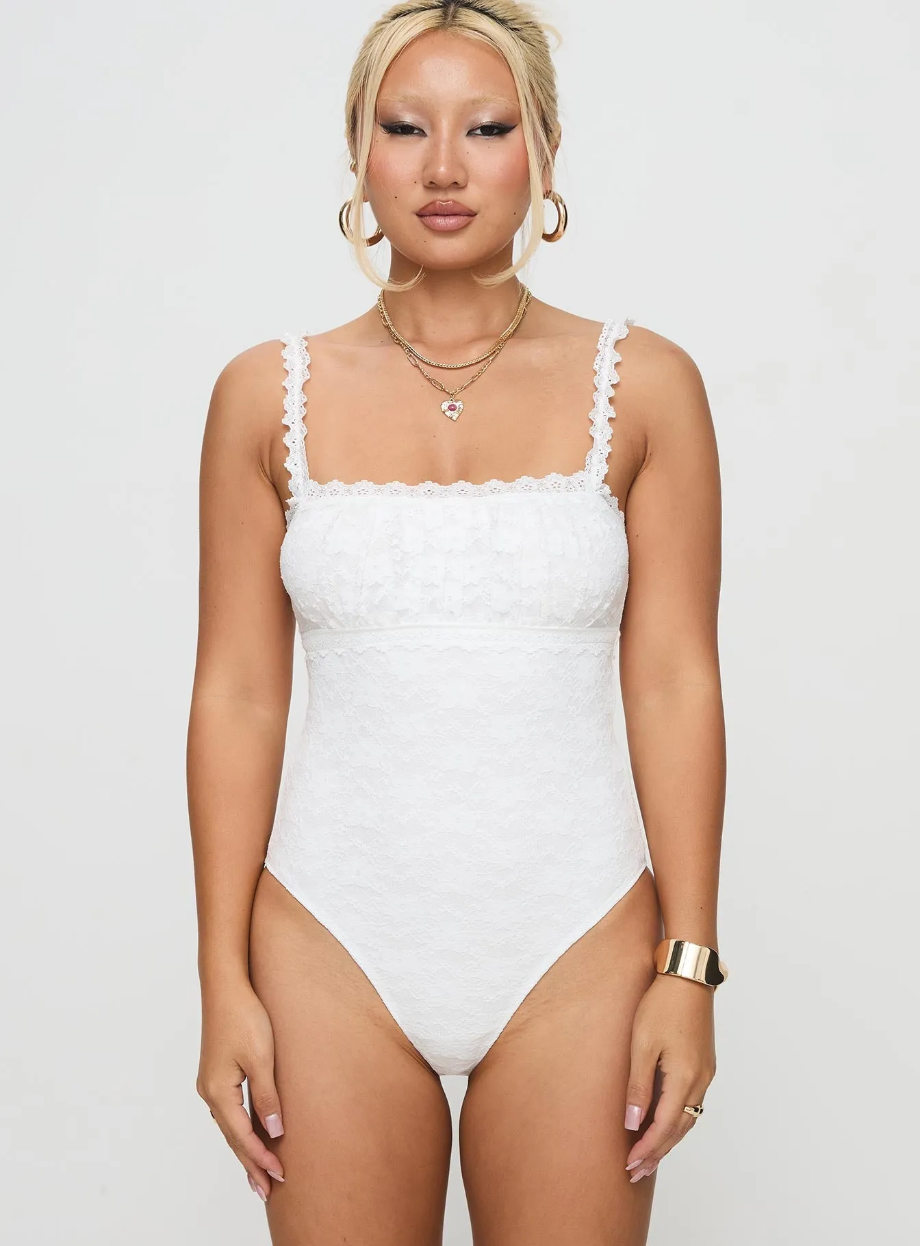 Angelline Lace Bodysuit White