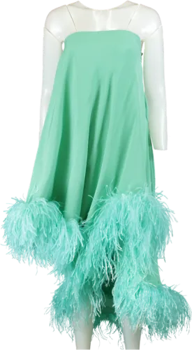 Art Dealer Green Feather Trim Dress UK XS