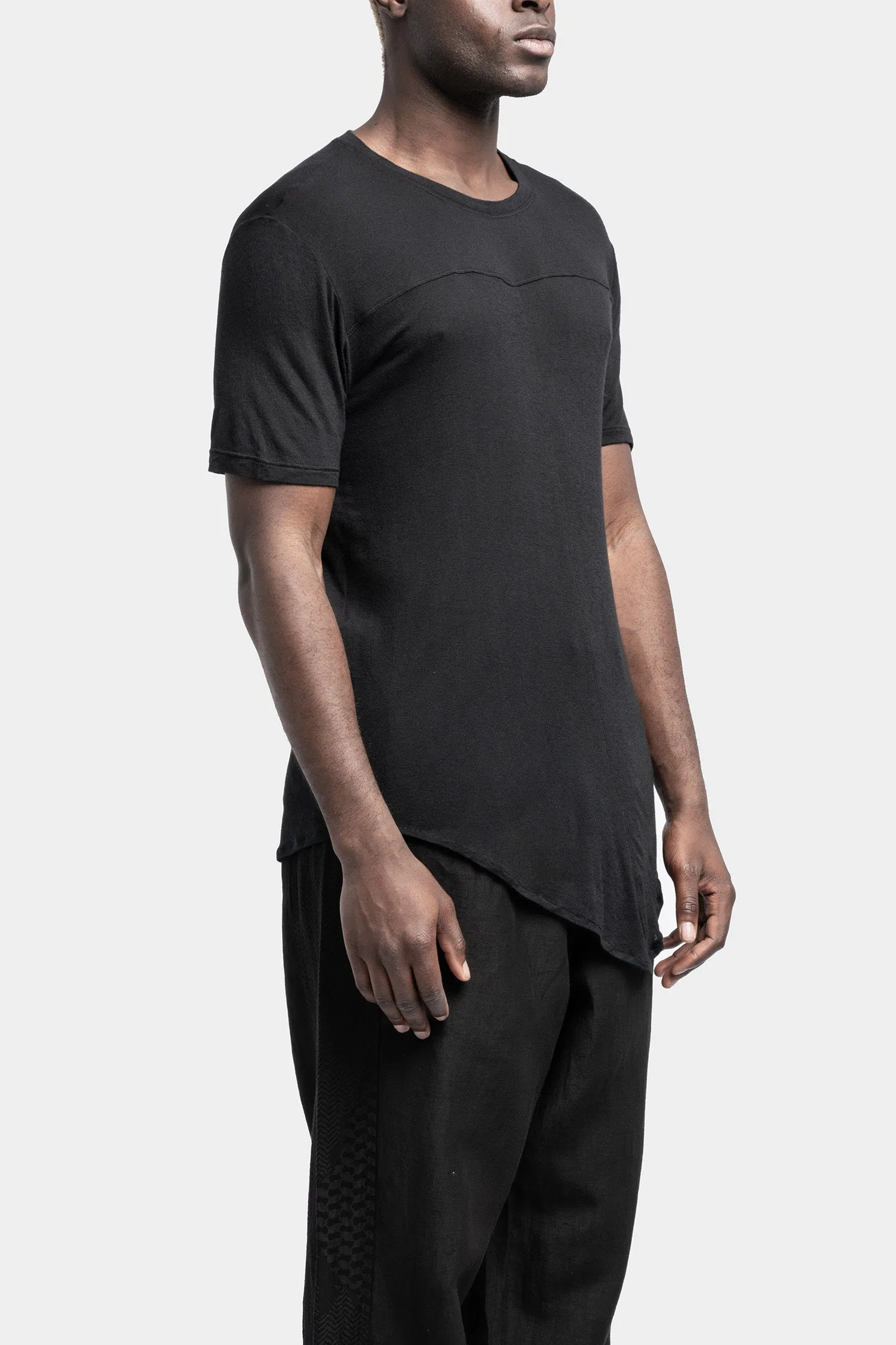 Asymmetrical viscose/silk t-shirt