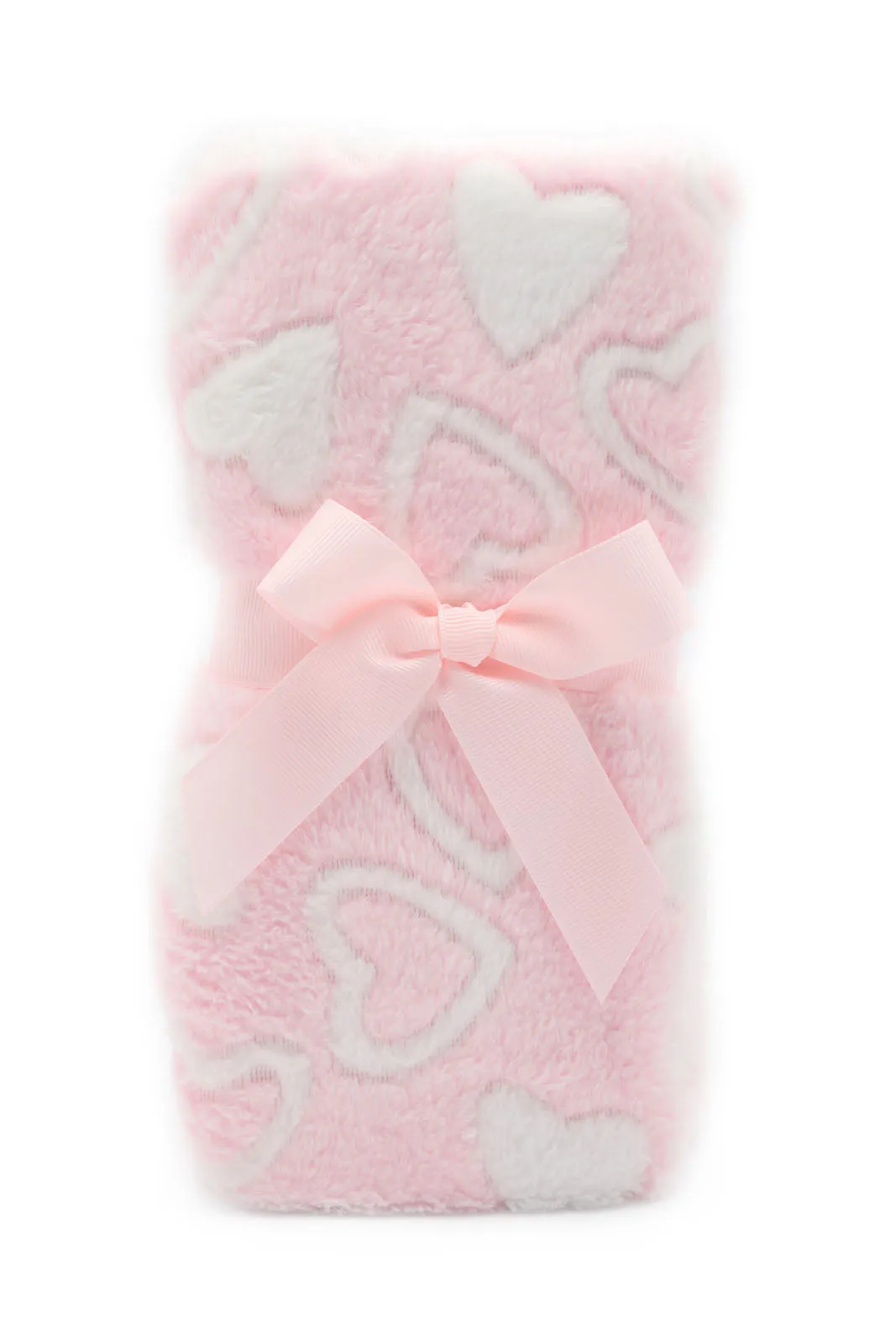 Babies Pink And White Blanket With Teddy Bear Gift Set (2 Piece)