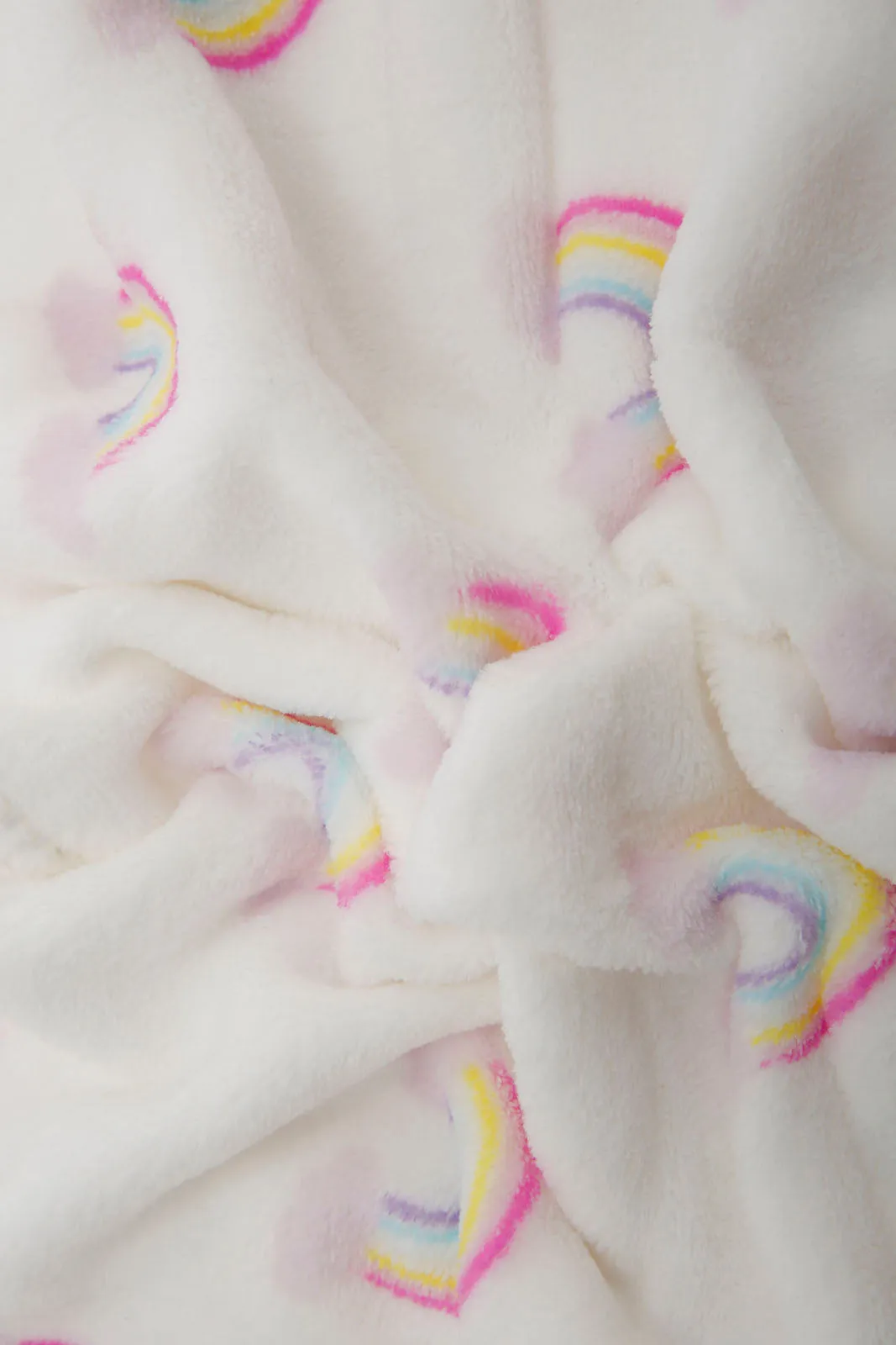 Babies White Rainbow Blanket With Pink Bear (2 Piece)