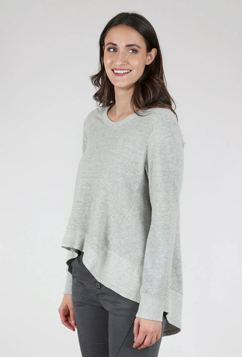 Basic Big Backslant Sweatshirt, Heather Gray