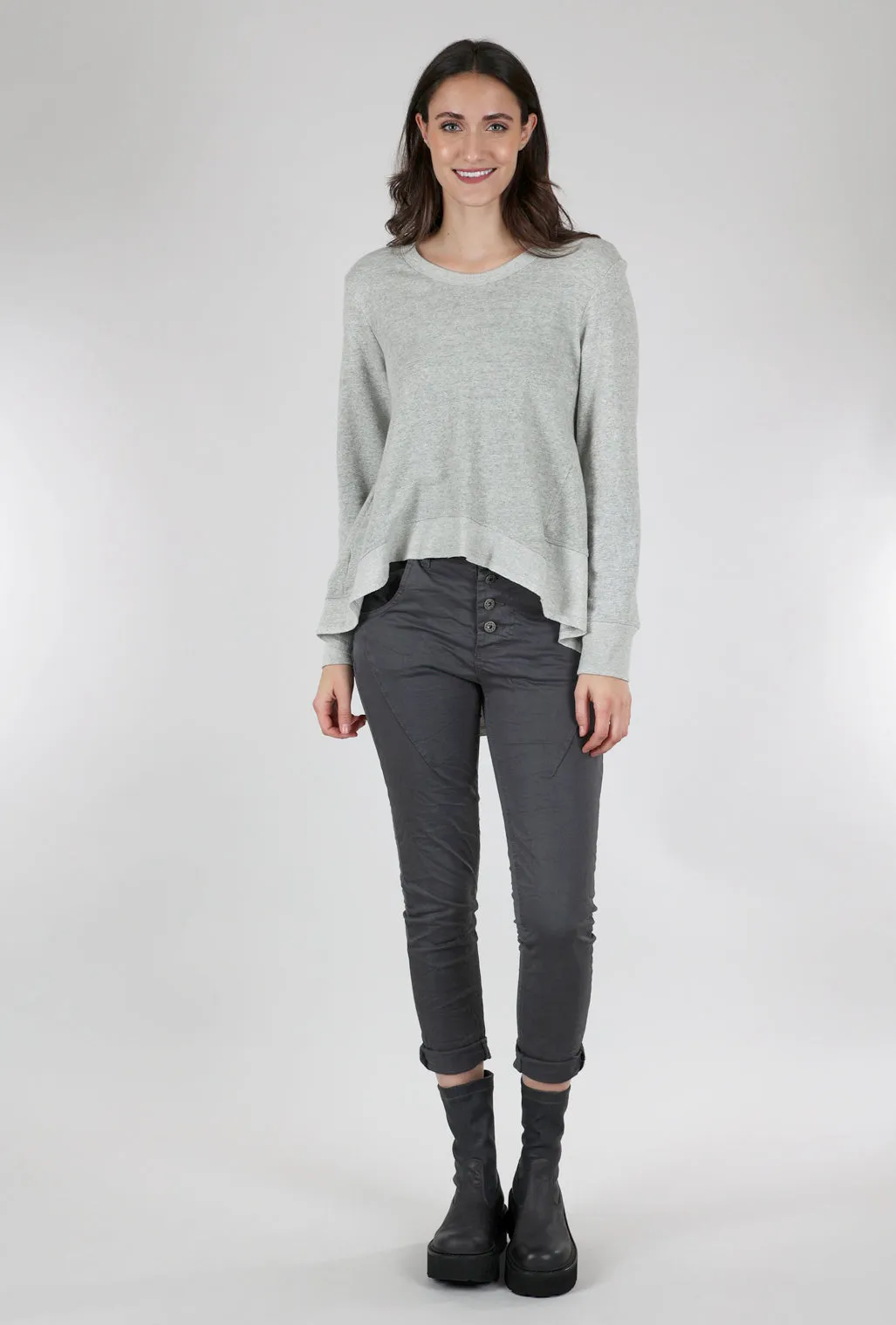 Basic Big Backslant Sweatshirt, Heather Gray