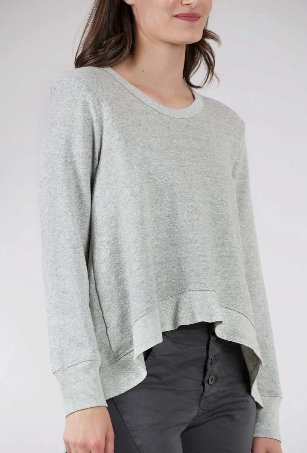 Basic Big Backslant Sweatshirt, Heather Gray