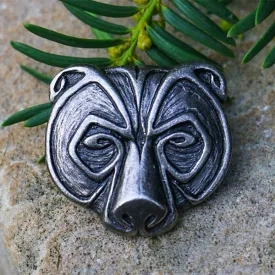 Bear Face Necklace - Pewter