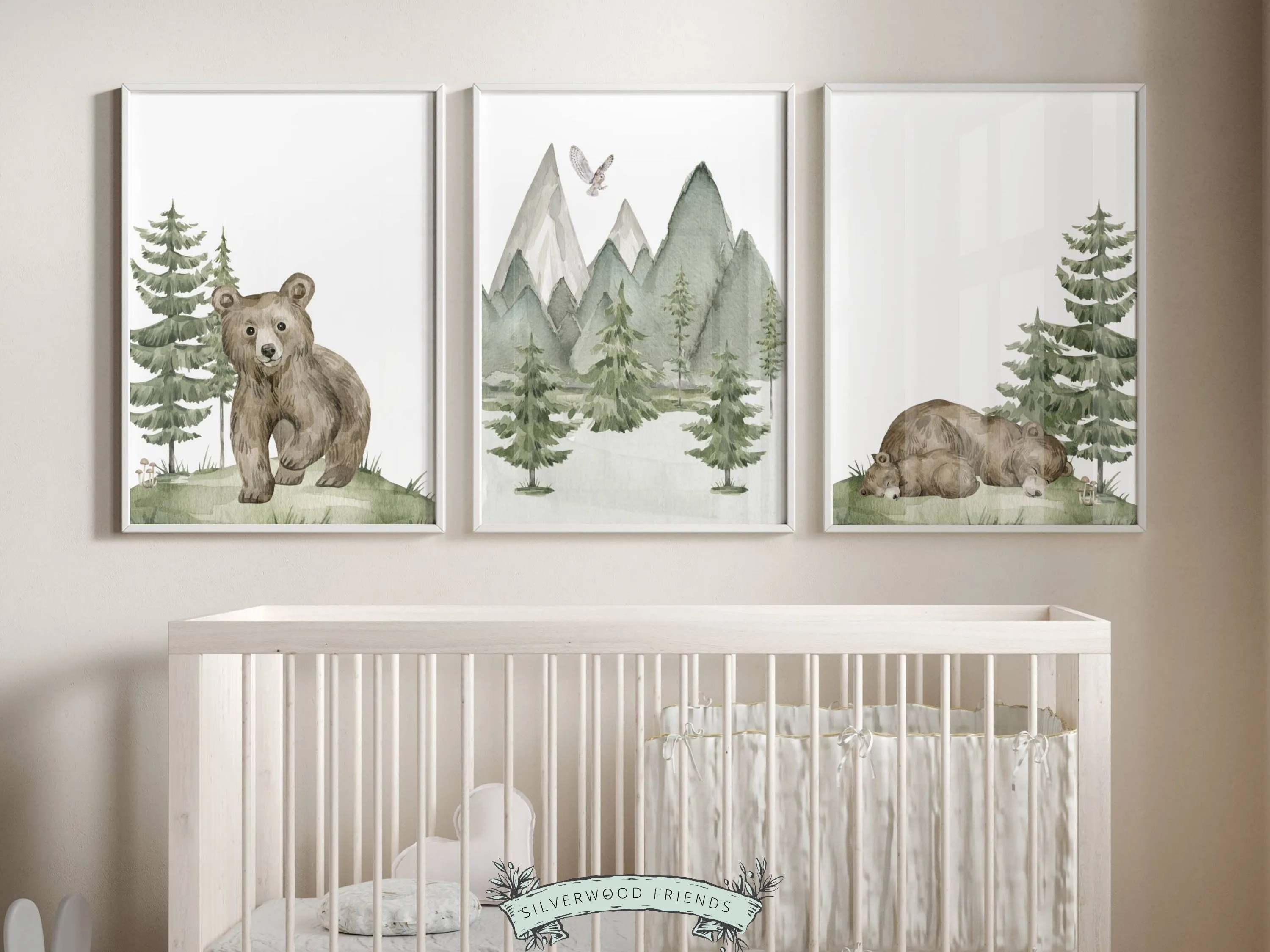 Bear Forest Nursery Prints - Set of 3