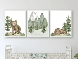 Bear Forest Nursery Prints - Set of 3