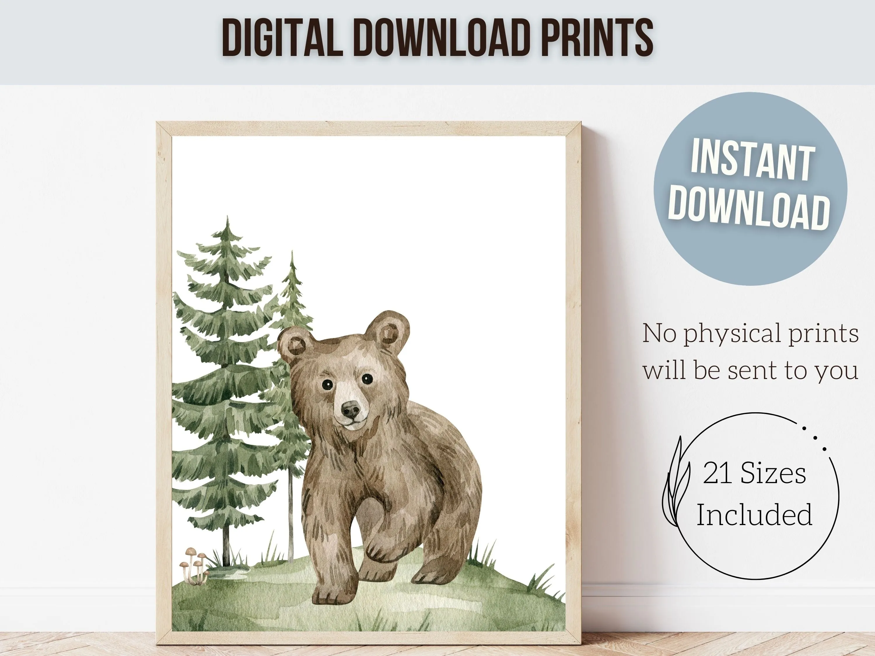 Bear Forest Nursery Prints - Set of 3