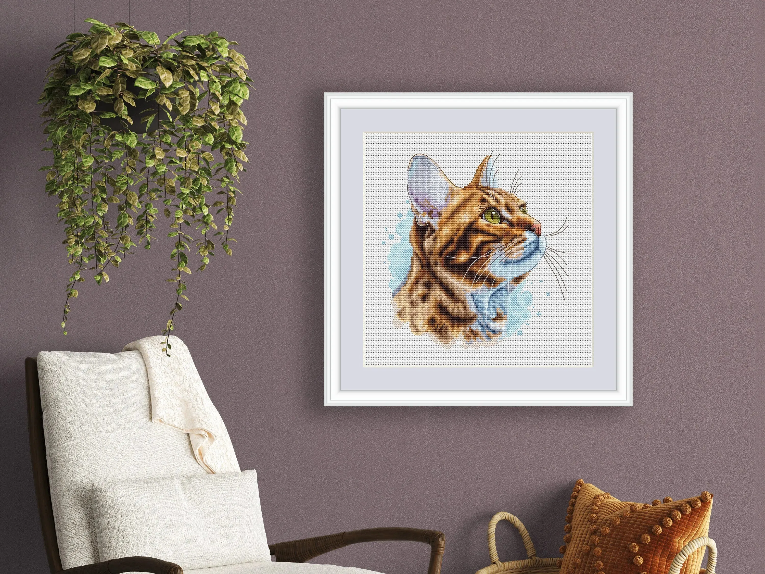 Bengal Cat Comb - PDF Cross Stitch Pattern