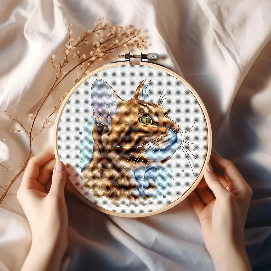 Bengal Cat Comb - PDF Cross Stitch Pattern