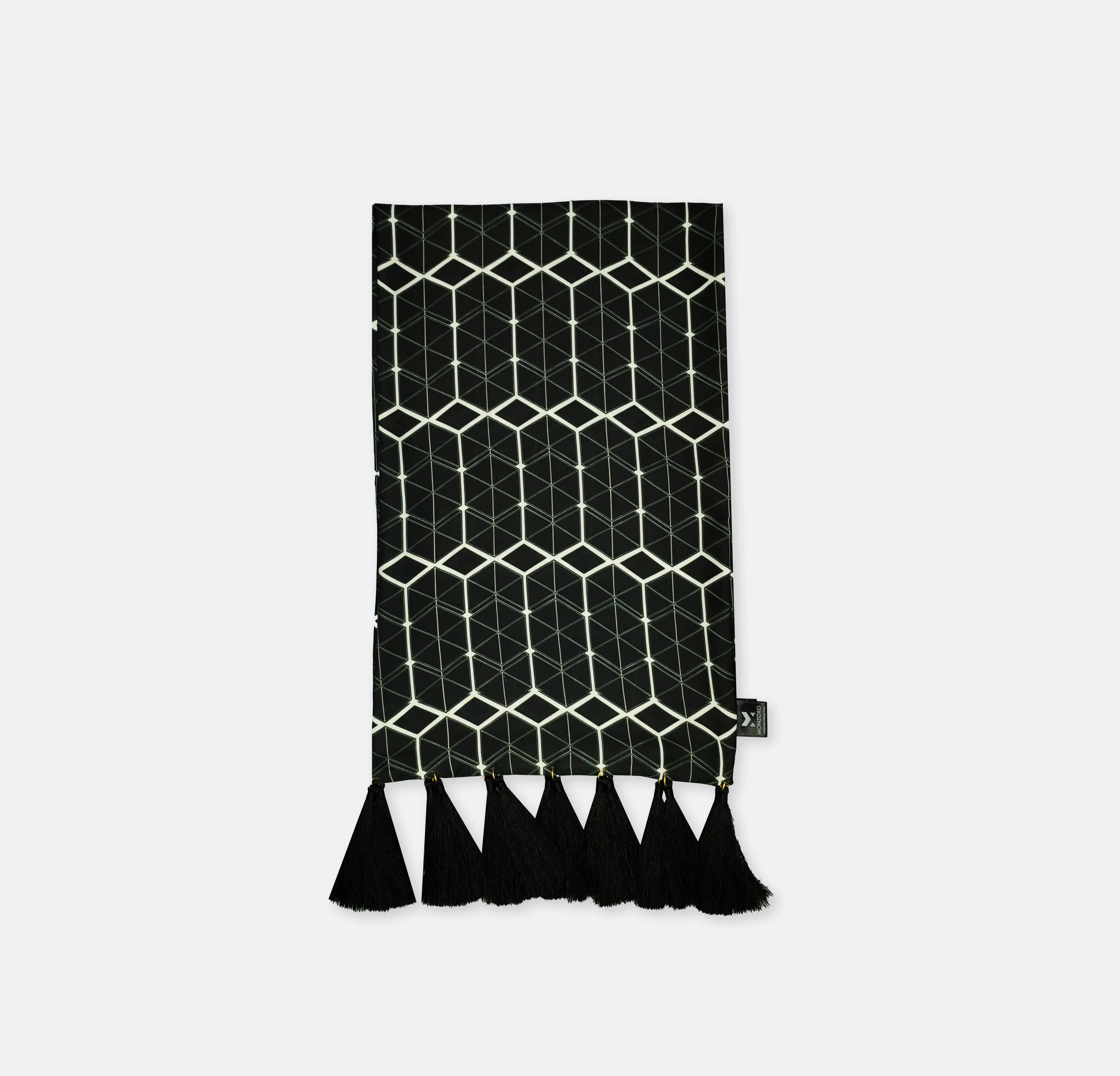 BLACK AND WHITE HEXAGONAL - SILK scarves