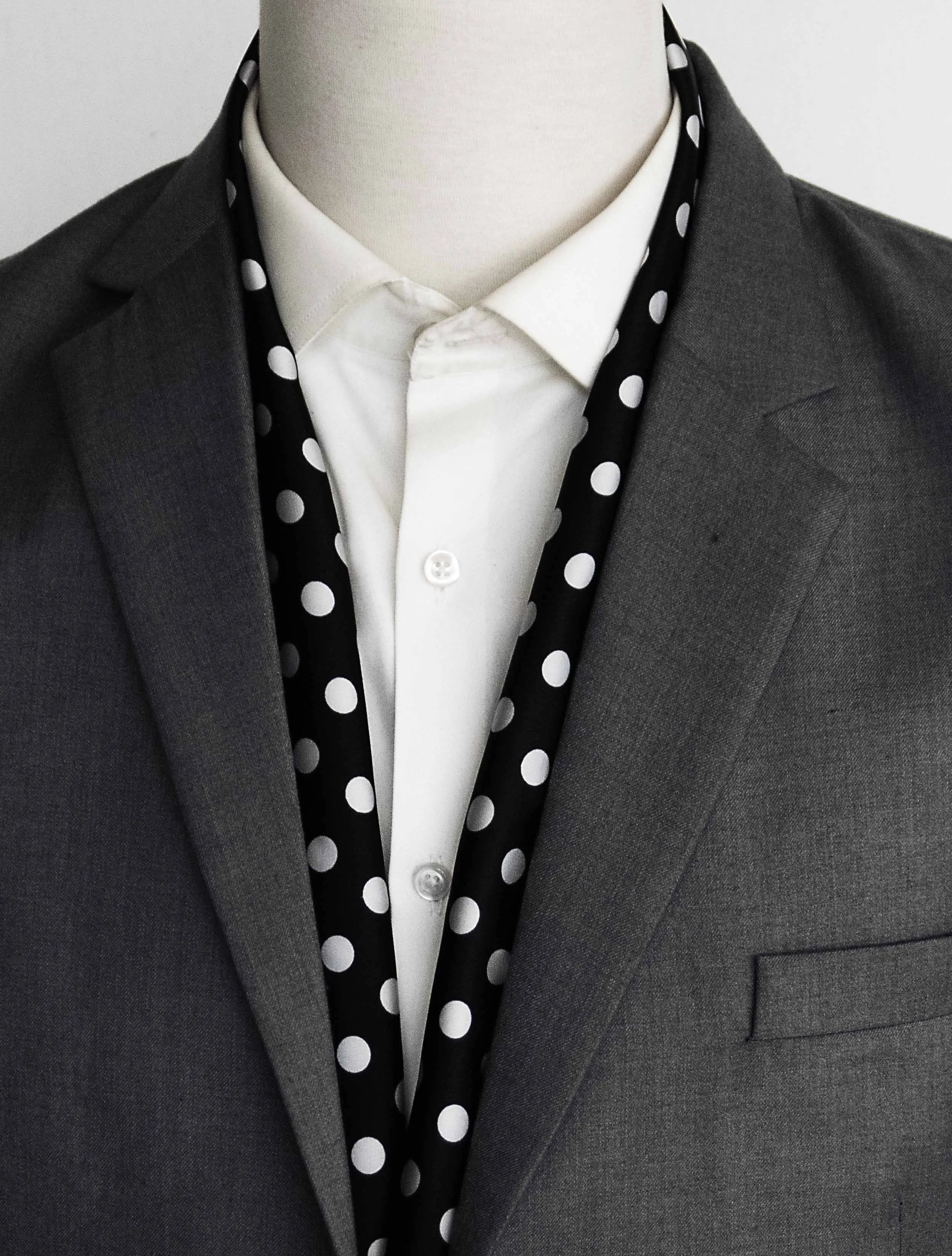 Black Base Polka - Silk Men Scarves