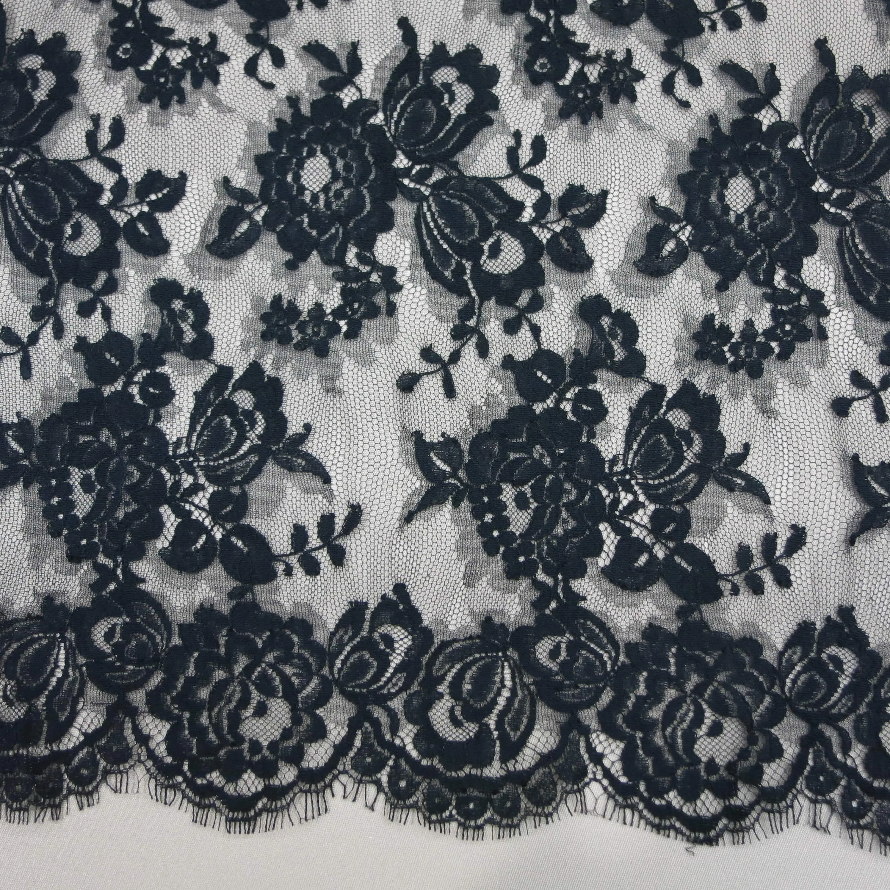 Black Chantilly French Alencon Lace