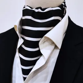 black with white - silk men ascot