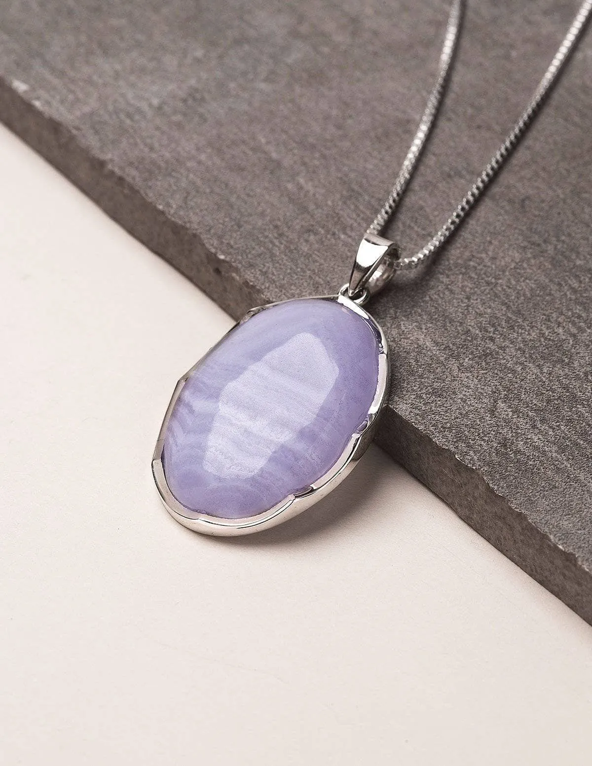 Blue Lace Agate Gemstone Pendant