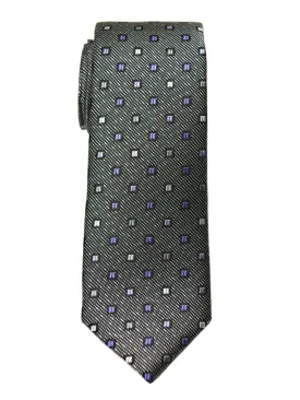 Boy's Tie 27727 Charcoal/Purple Neat