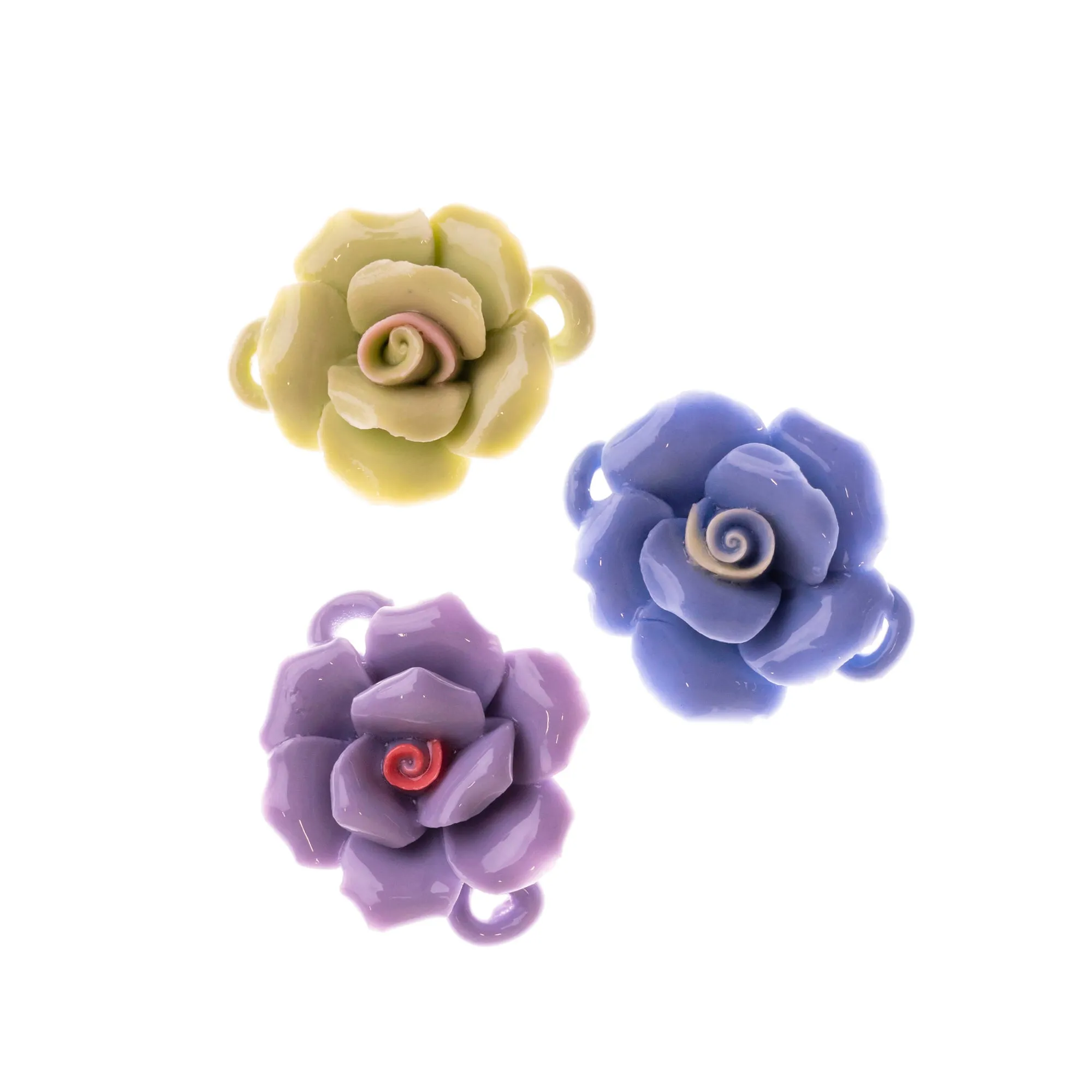 Ceramic Flower | Size : 33mm | 10 Pcs | 2 Hole