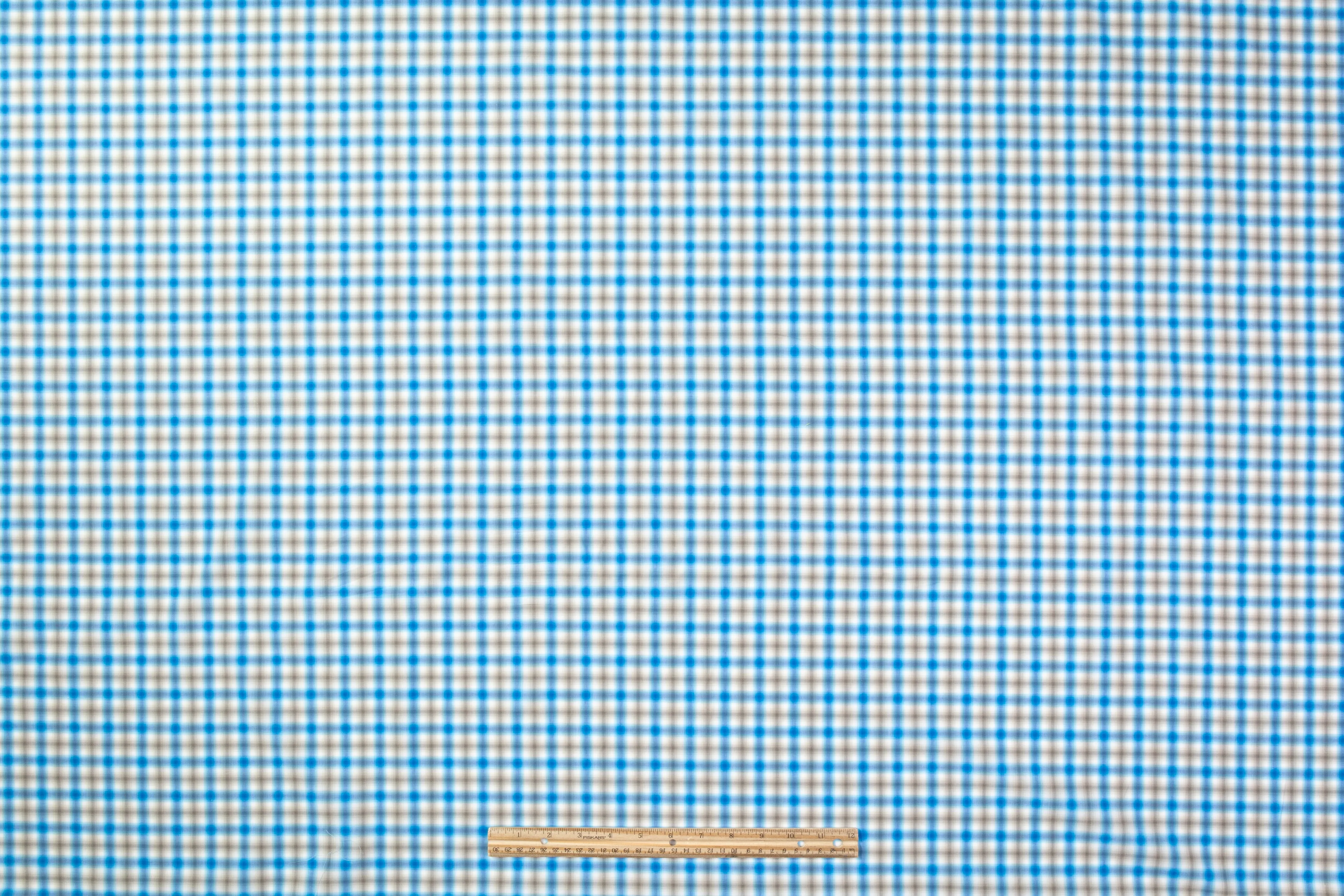 Checked Cotton Shirting - Blue / Gray