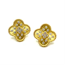 Clover Center Clover Shape Vermeil Earrings - More Colors