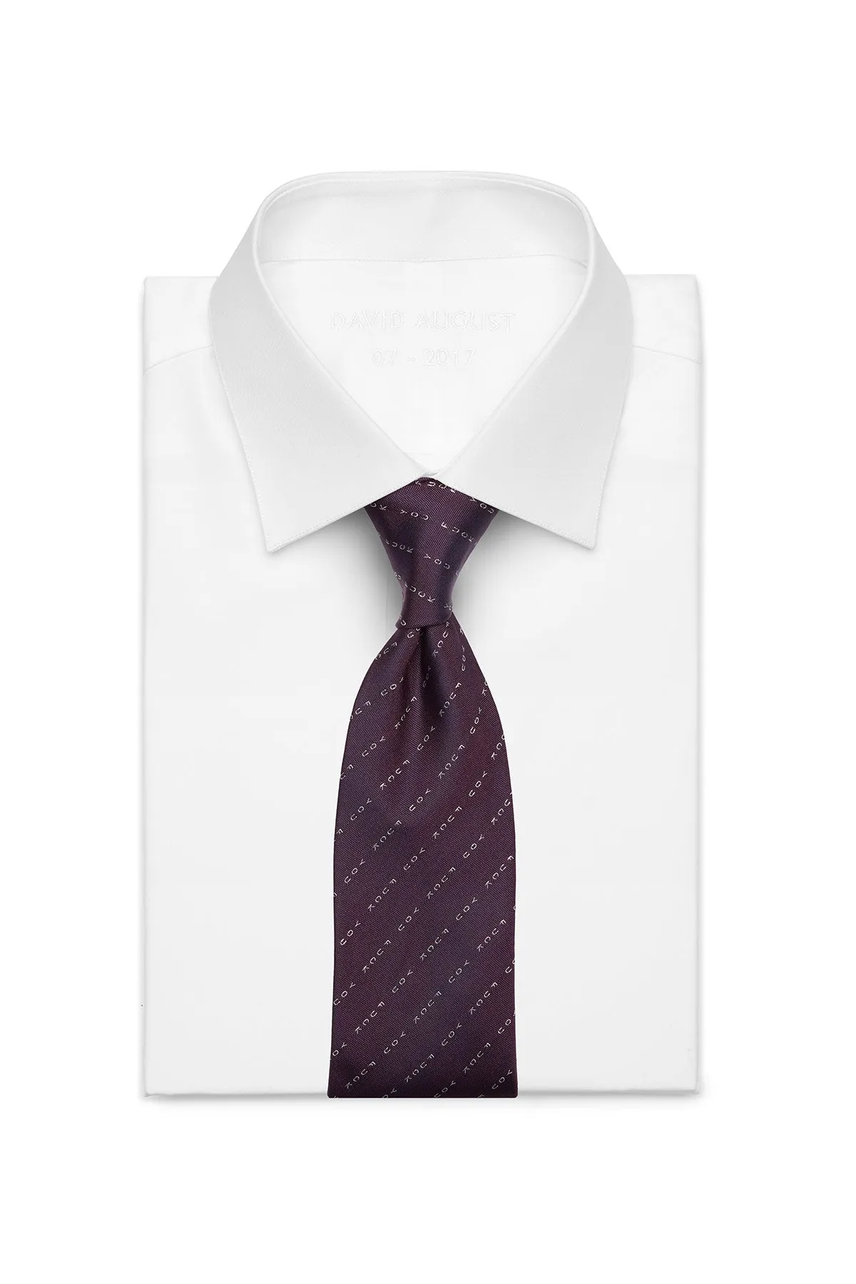 David August Exclusive Silk Woven Eff You Tie in Purple with White Pinstripe