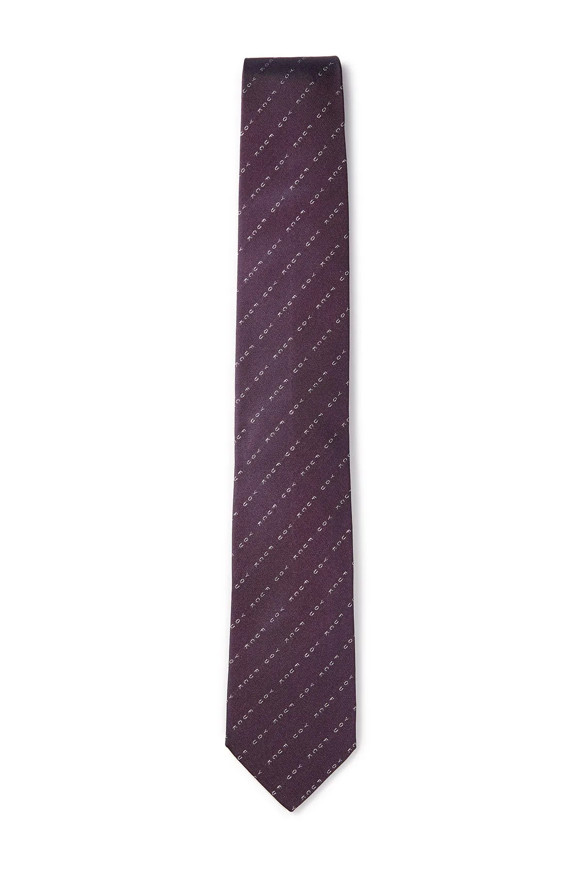 David August Exclusive Silk Woven Eff You Tie in Purple with White Pinstripe