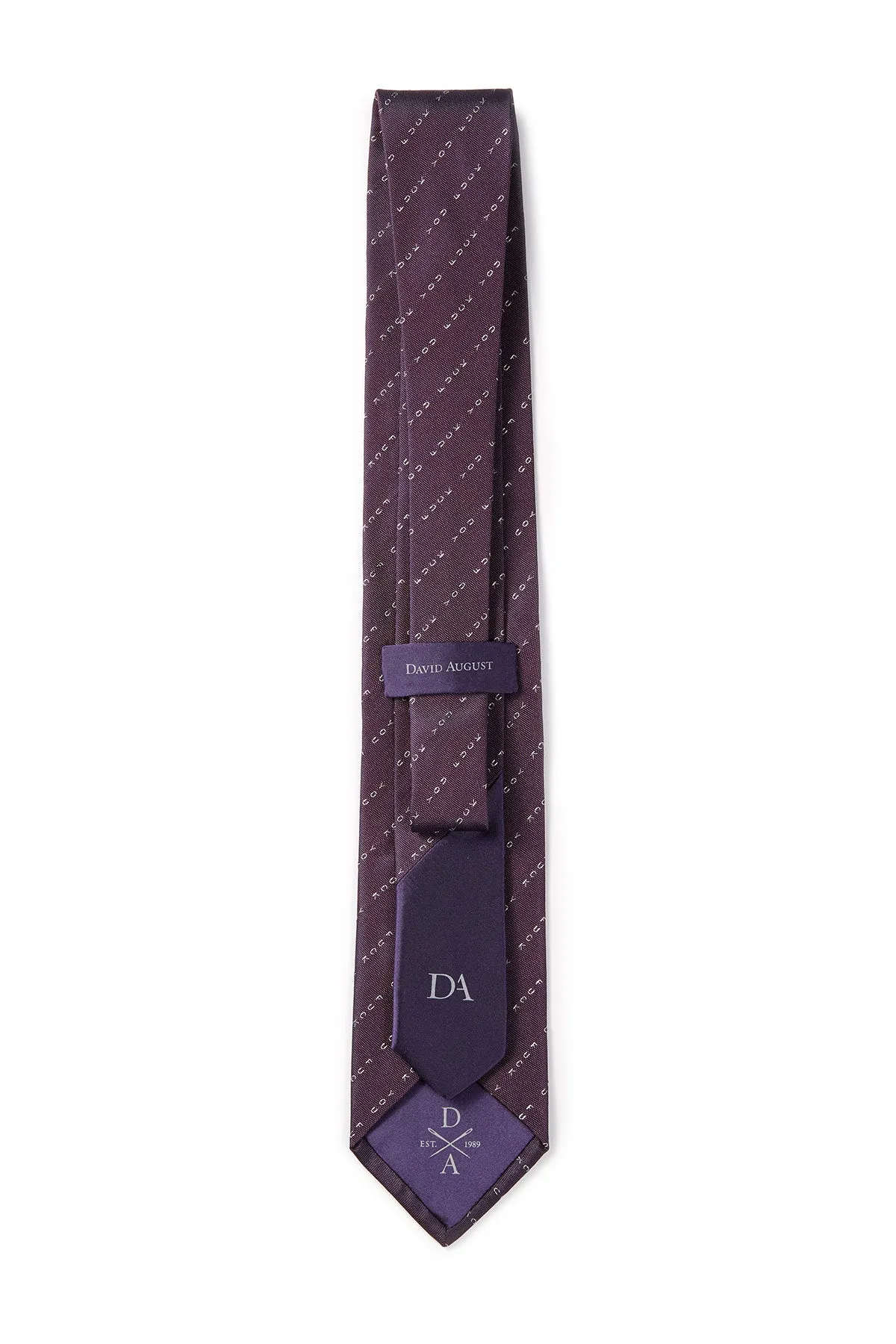 David August Exclusive Silk Woven Eff You Tie in Purple with White Pinstripe