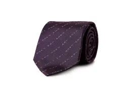 David August Exclusive Silk Woven Eff You Tie in Purple with White Pinstripe