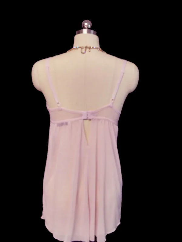 DELICATES LAVENDER DOTTED TULLE BABYDOLL NIGHTGOWN ACCENTED WITH RHINESTONE