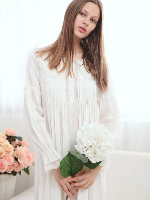 Doll Collar Lace Up Maxi Nightdress