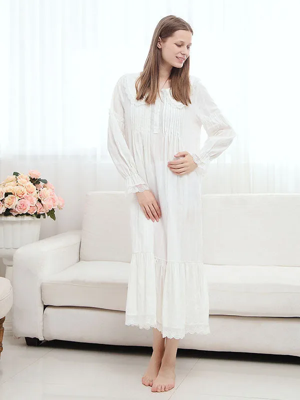 Doll Collar Lace Up Maxi Nightdress