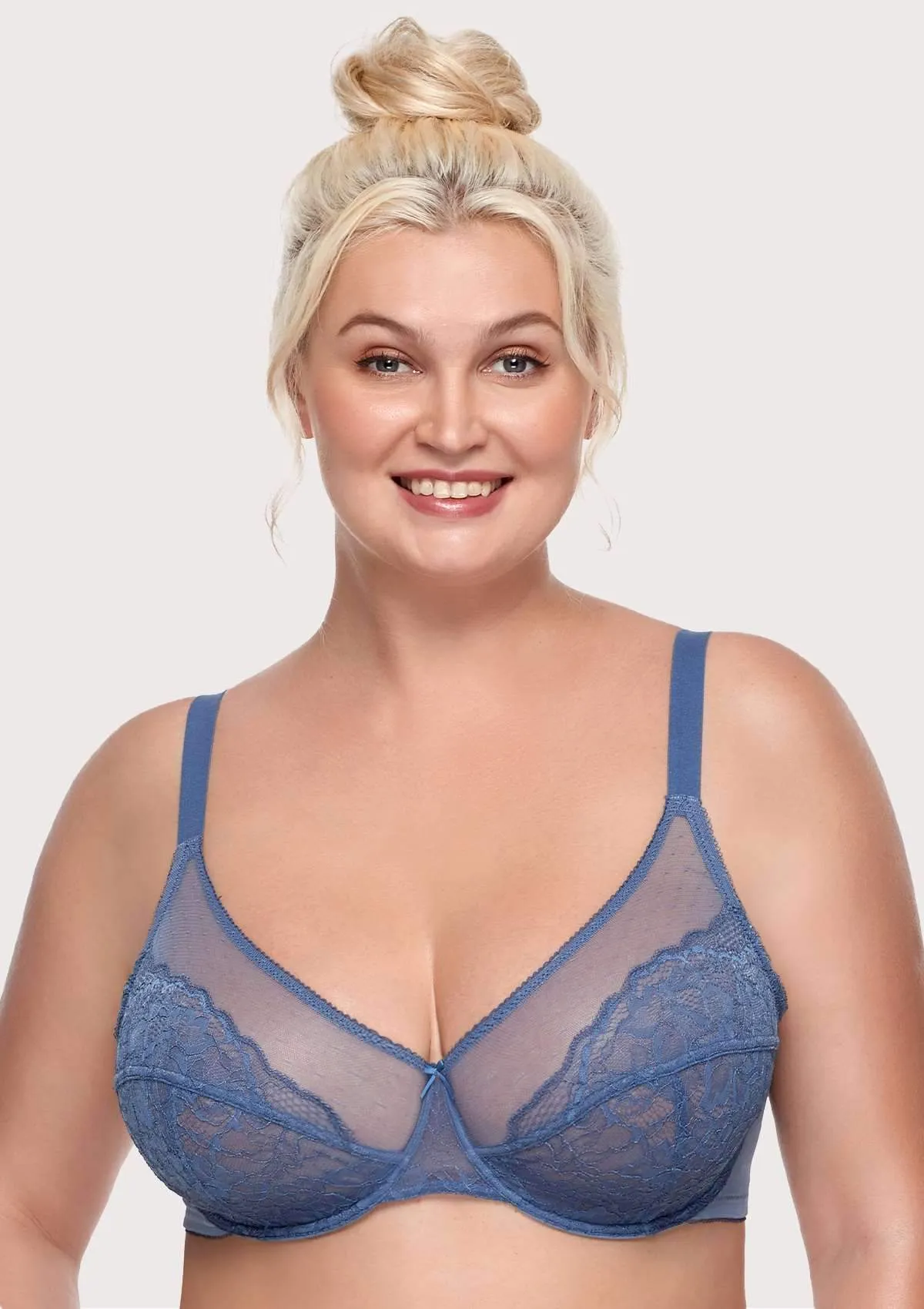 Enchante Classic Blue Lace Underwire Bra