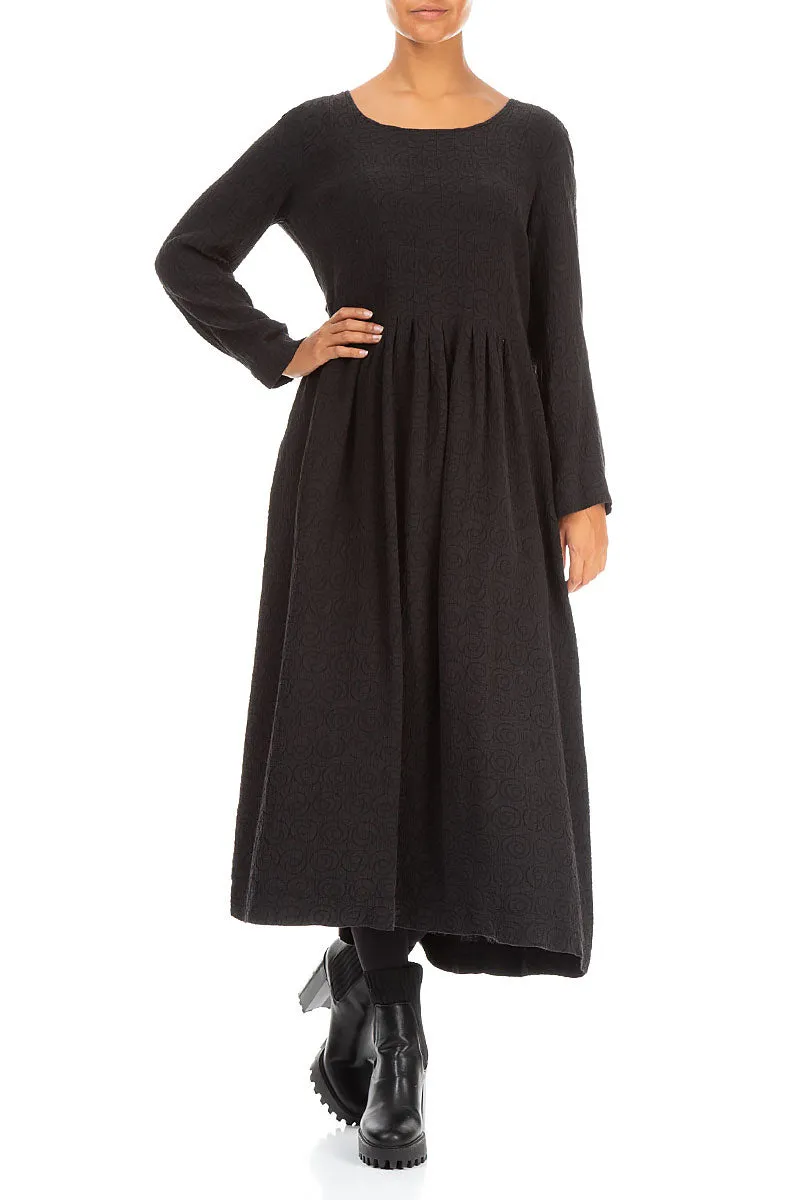 Flared Black Silk Cotton Dress