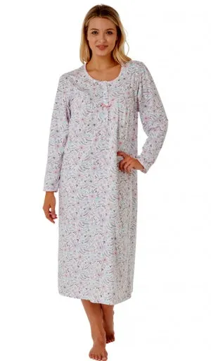 Floral Long Sleeve Cotton Nightdress - Marlon