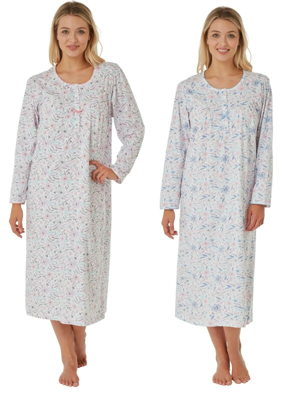 Floral Long Sleeve Cotton Nightdress - Marlon