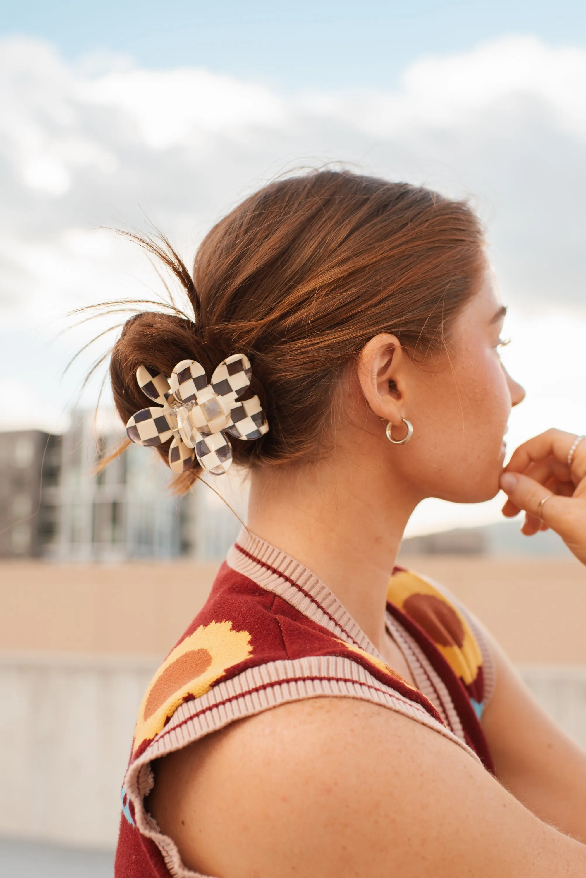 Flower Hair Claw Clip | Cream Checker