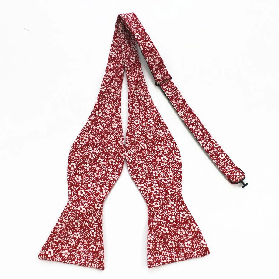 Flowered Cotton Self-Tie Bow Tie