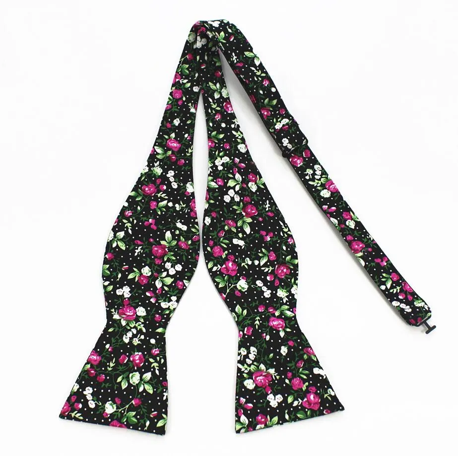 Flowered Cotton Self-Tie Bow Tie