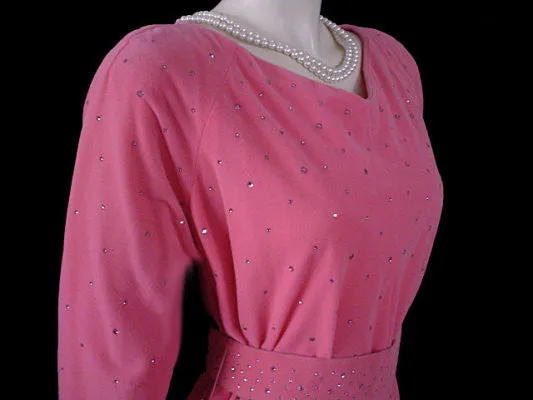 *FROM MY OWN PERSONAL VINTAGE COLLECTION - VINTAGE ‘50s “PERFECT NEGLIGEE” / DRESSING GOWN WITH METAL ZIPPER & ABLAZE WITH PRONG-SET SPARKLING PINK RHINESTONES